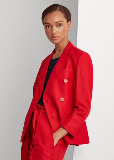 Blazer Ralph Lauren Mujer Rojos - Linen Twill - IUKBS4823